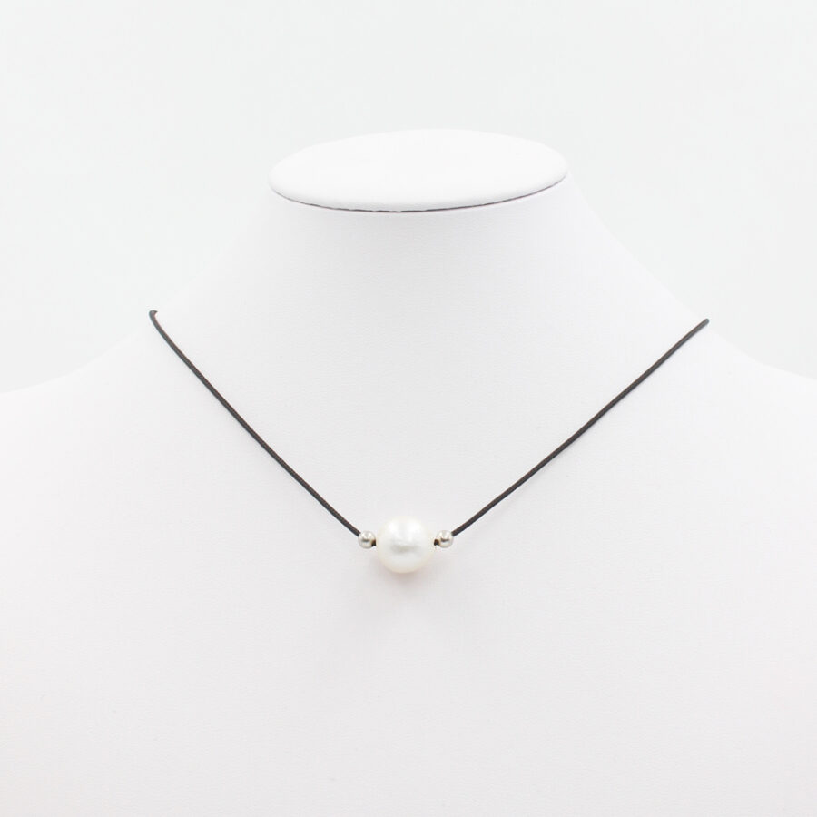 Collana a laccio con perla Edison e elementi e chiusura in argento 925‰ - immagine 2