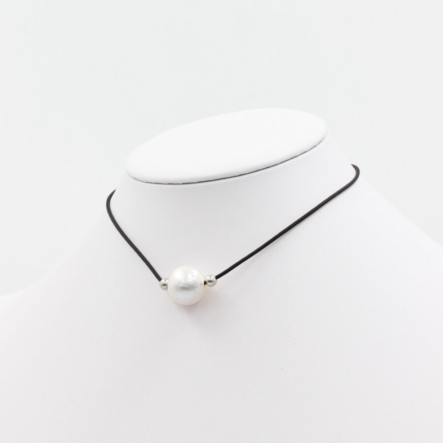 Collana a laccio con perla Edison e elementi e chiusura in argento 925‰ - immagine 3