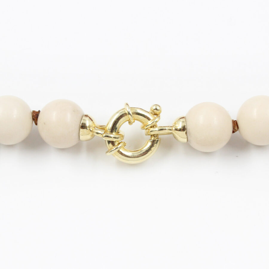 Collana Multifilo con diaspro, corallo, elementi in osso e chiusura in argento 925‰ - immagine 3