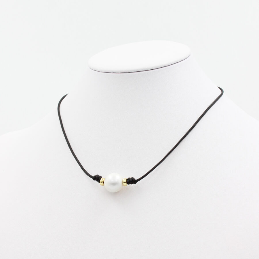 Collana a laccio con perla Edison e elementi e chiusura in argento 925‰