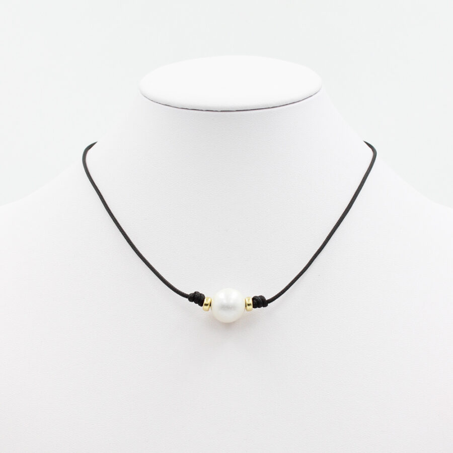 Collana a laccio con perla Edison e elementi e chiusura in argento 925‰ - immagine 2