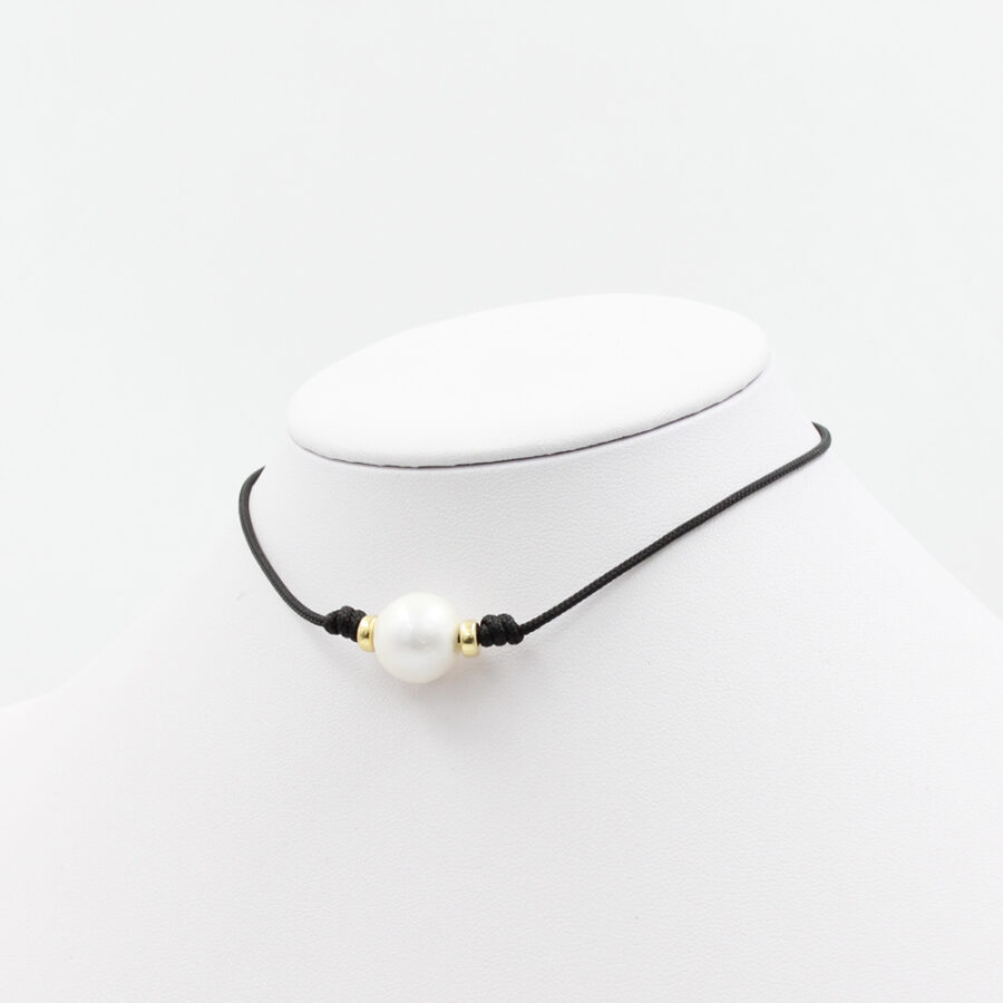 Collana a laccio con perla Edison e elementi e chiusura in argento 925‰ - immagine 3