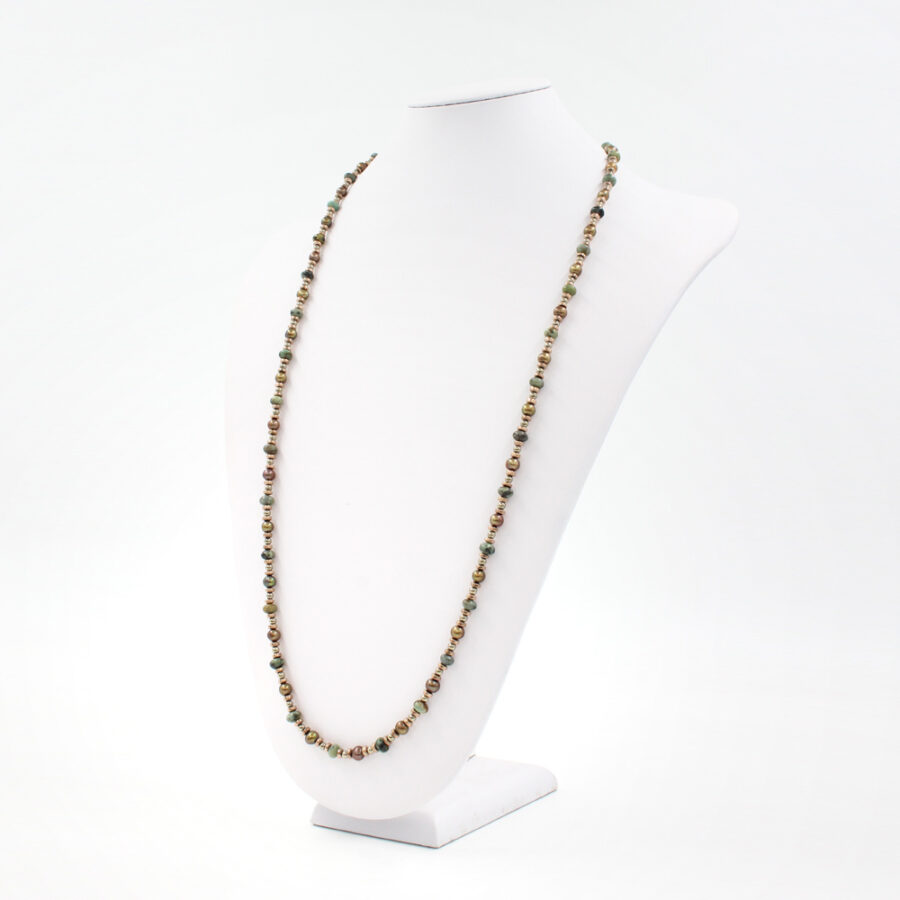 Collana con ematite con perle, diaspro turchese africano e chiusura in argento 925‰ - immagine 2