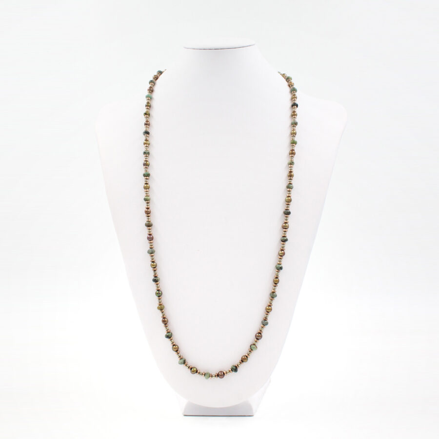 Collana con ematite con perle, diaspro turchese africano e chiusura in argento 925‰ - immagine 3