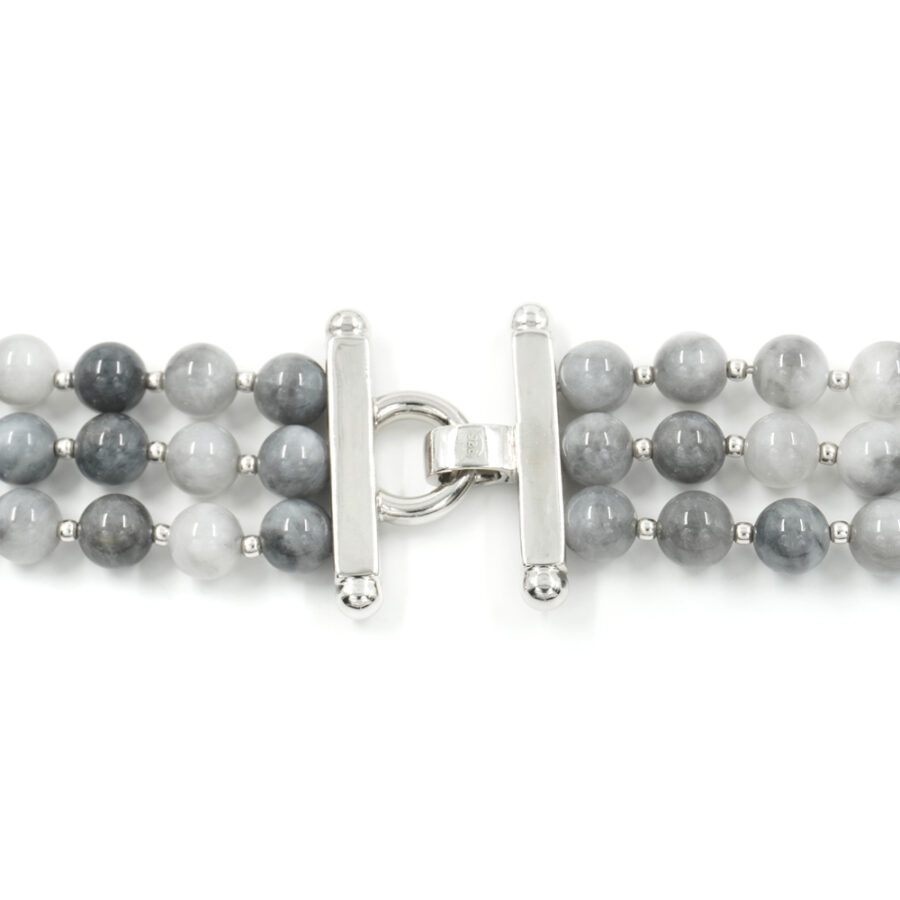 Collana Multifilo con occhio d'aquila, perle e chiusura in argento 925‰ – Rodiato - immagine 3