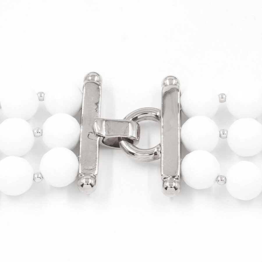 Collana Multifilo con agata bianca, corallo e chiusura in argento 925 – Rodiato - immagine 4