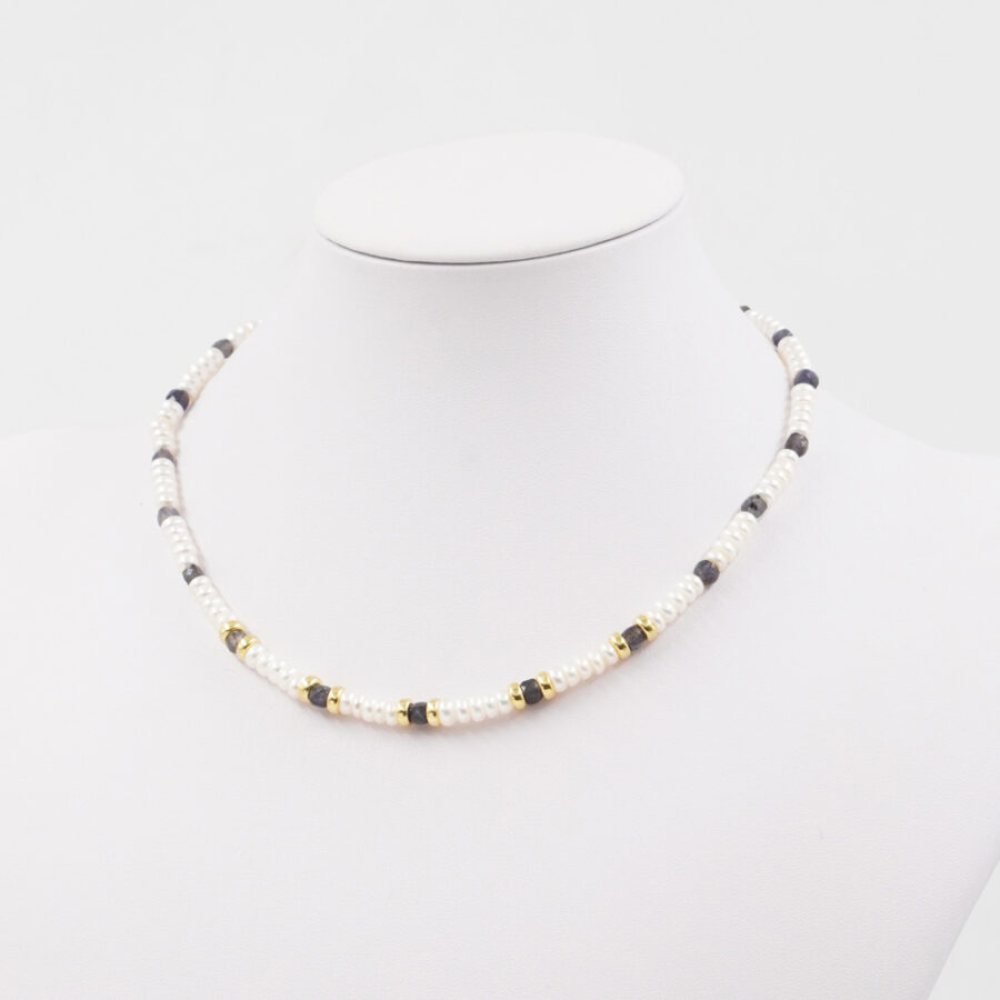 Collana con perle e iolite con chiusura in argento 925 – Dorato