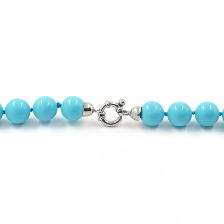 Collana con pasta di turchese, lapis, apatite, perla e chiusura in argento 925 – Rodiato - immagine 5