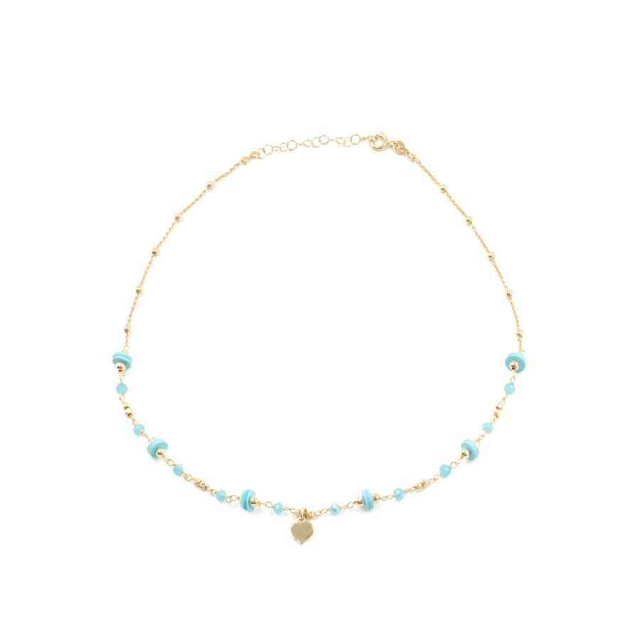 Collana in argento 925 con pietre di colore azzurro – Dorato