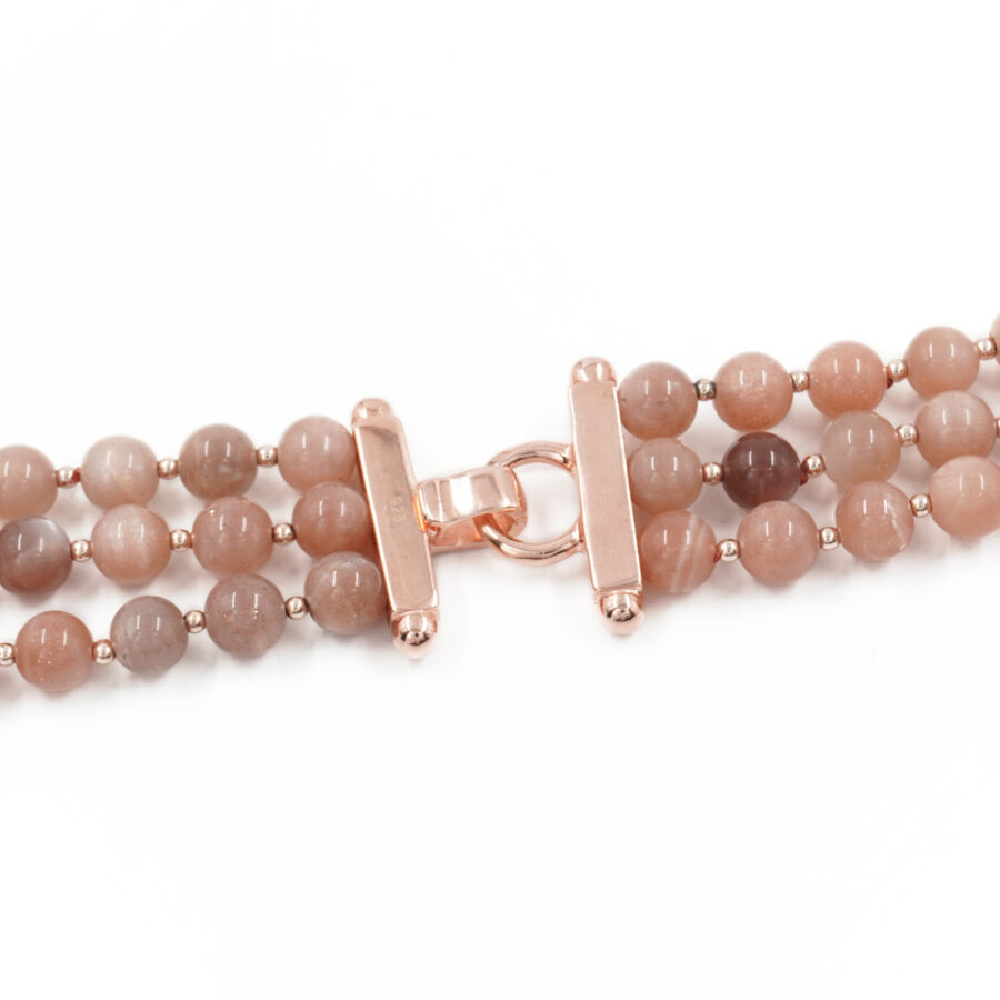 Collana Multifilo con pietra di Luna, ematite, corallo bianco e chiusura in argento 925 – Rosato - immagine 5