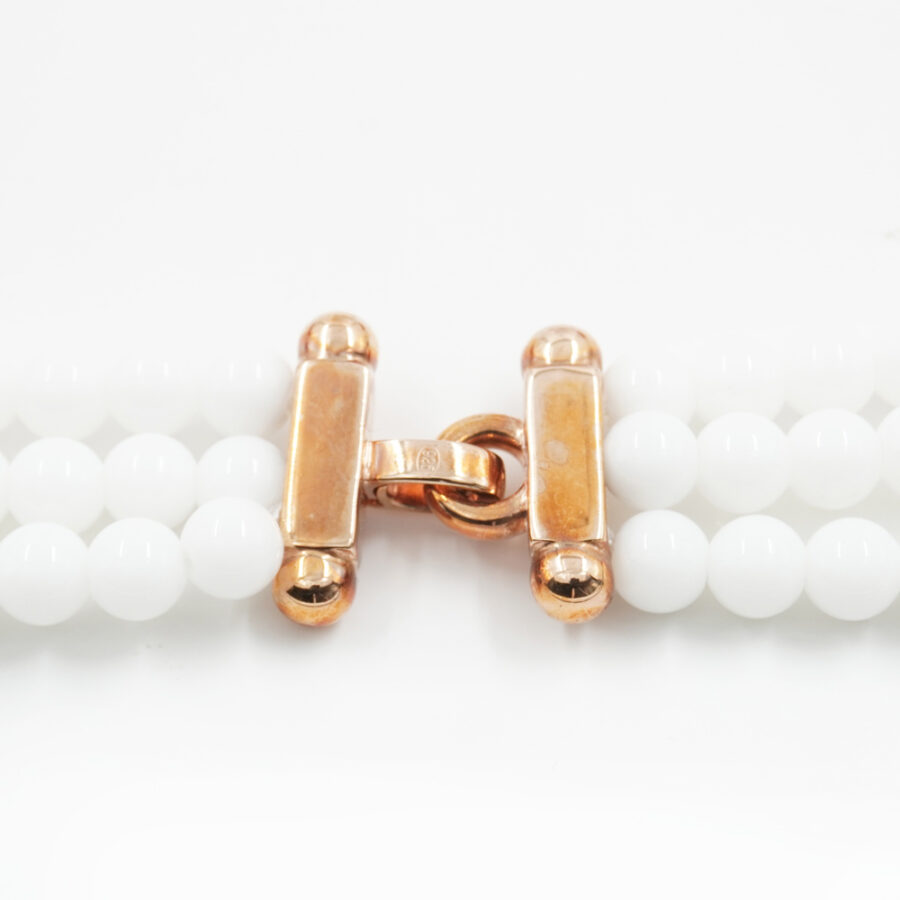 Collana con agata bianca, corallo, ematite e chiusura in argento 925‰ - Rosato - immagine 3