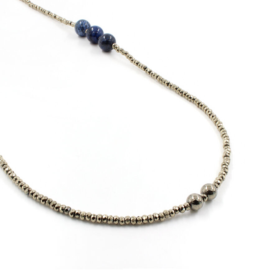 Collana fantasia Ematite White Gold Dumortierite e Yellow Artic Jasper