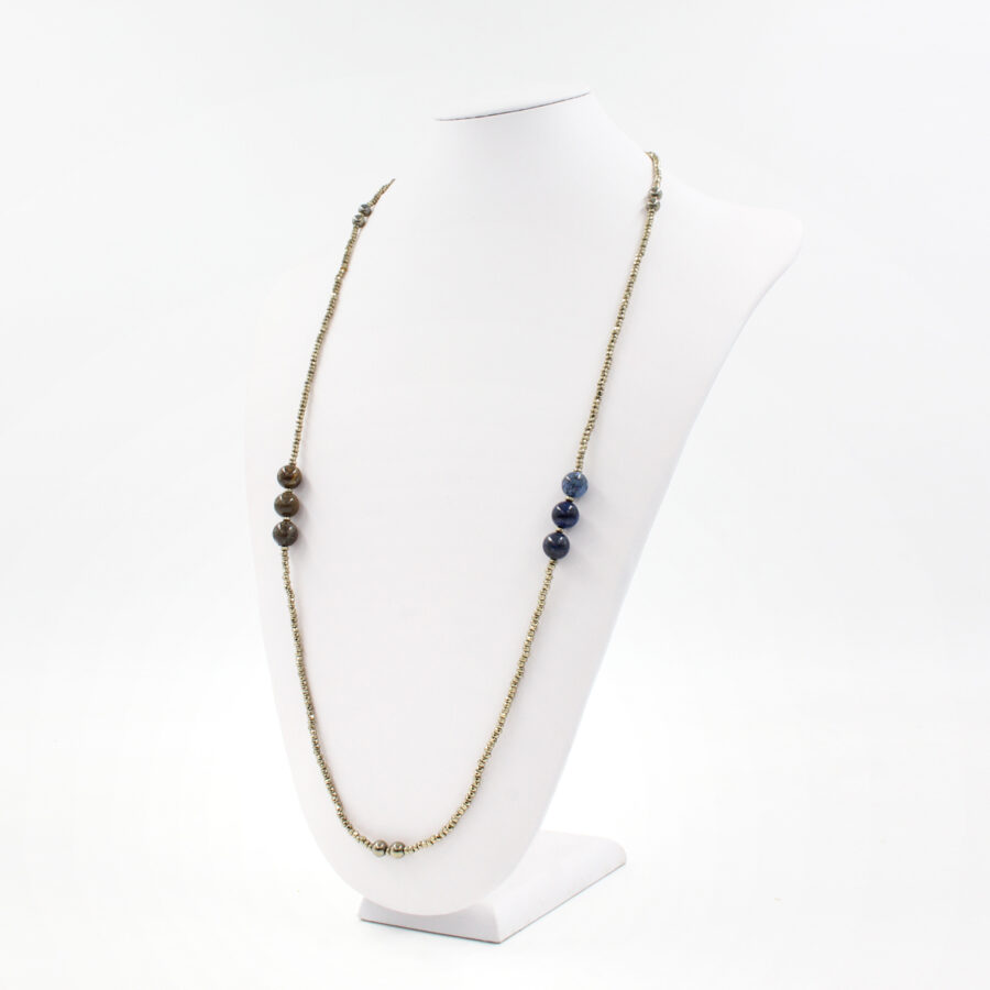 Collana fantasia Ematite White Gold Dumortierite e Yellow Artic Jasper - immagine 2
