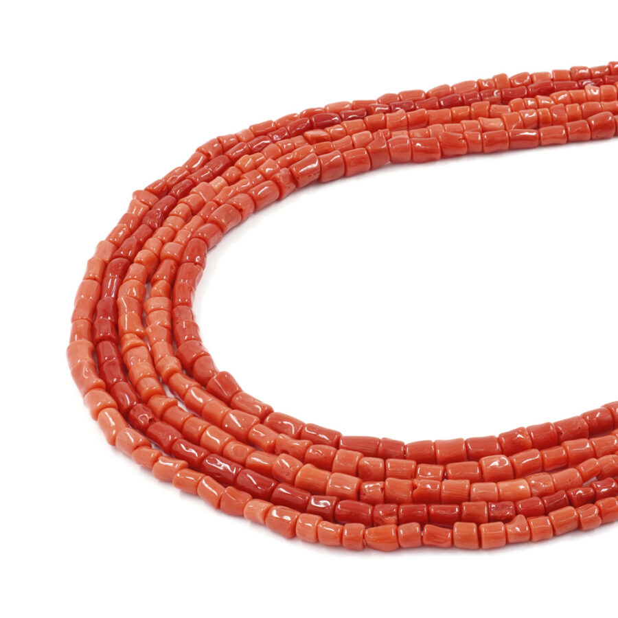 Corallo Mediterraneo fili cilindri 3x3mm, 8x4mm