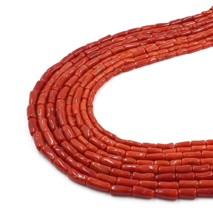 Corallo Mediterraneo fili cilindri ~9x4mm, ~12x5mm