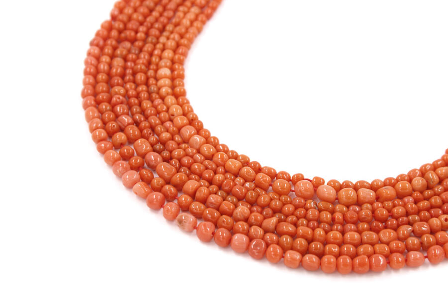 Corallo Mediterraneo fili sassi color arancio 6x5mm - 7x7mm