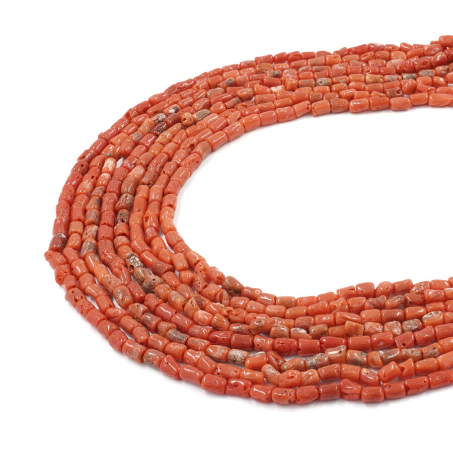 Corallo Mediterraneo fili barilotti irregolari pari 5x3mm, 7x4mm