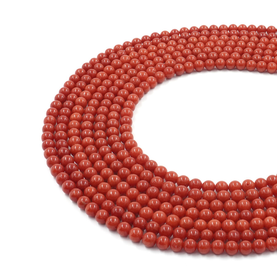 Corallo Mediterraneo fili round ~6mm - Qualità Similnetto – Colore Extra Scuro
