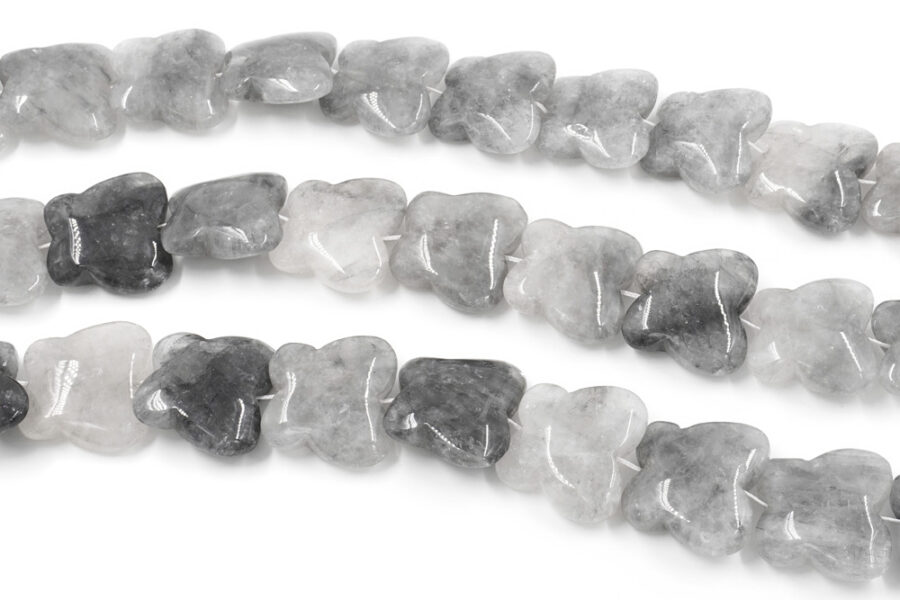 Cloudy quartz fili farfalle 33x30mm