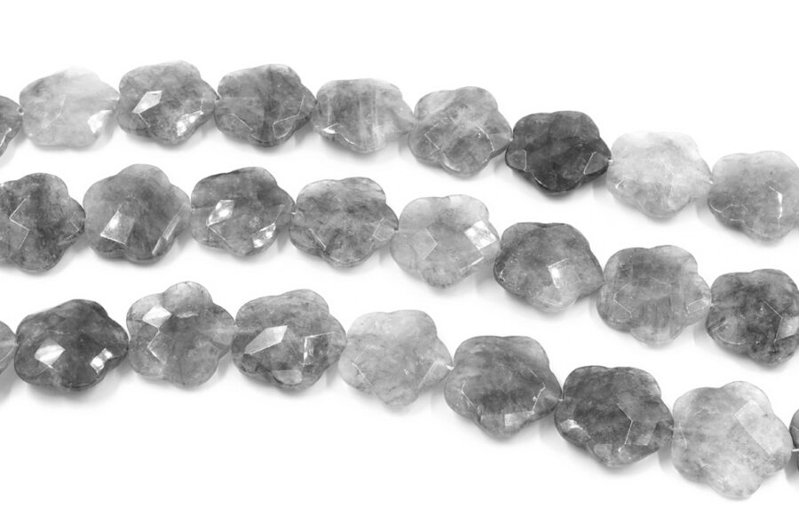 Cloudy quartz fili fiori sfaccettati 30mm