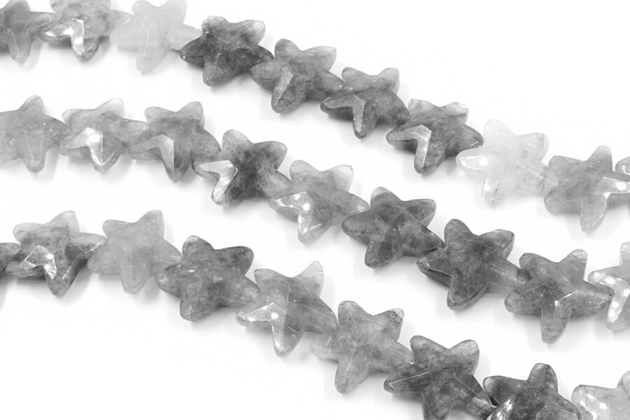 Cloudy quartz fili stelle marine sfaccettati 33x30mm