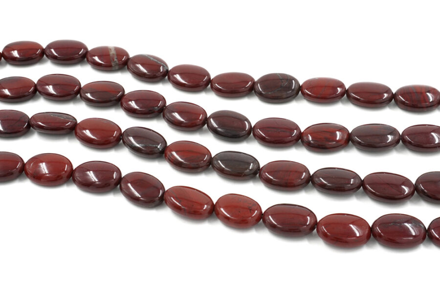 Diaspro rosso fili flat ovali 18x13mm