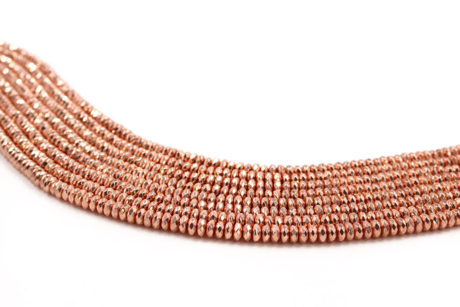 Ematite fili rondelle sfaccettate 4x2mm – Rosa Fluo