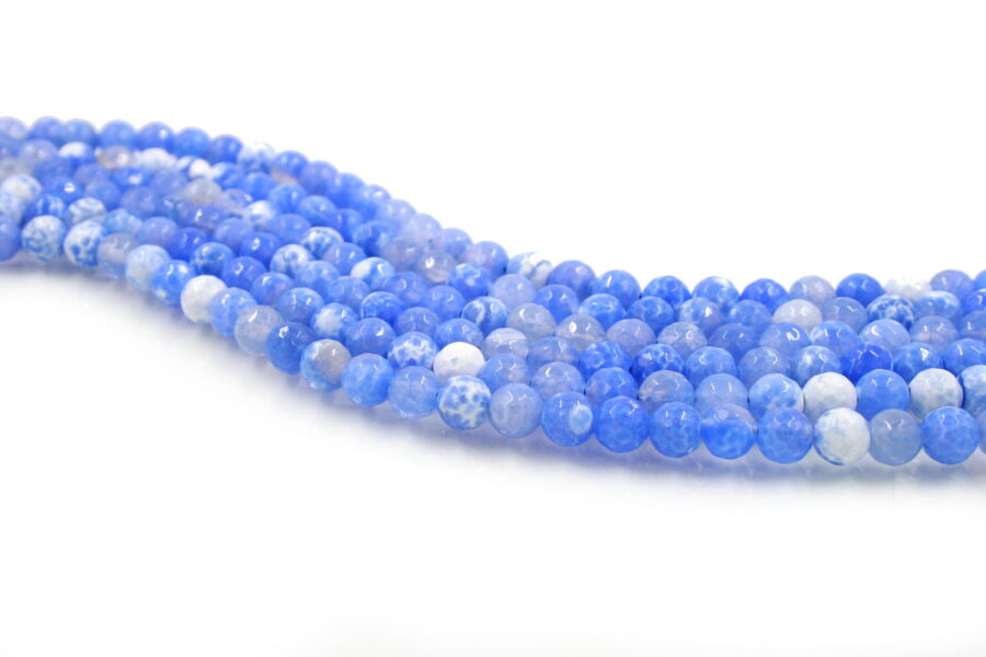 Agata di Fuoco Azzurra fili tondi sfaccettati 6mm a 10mm