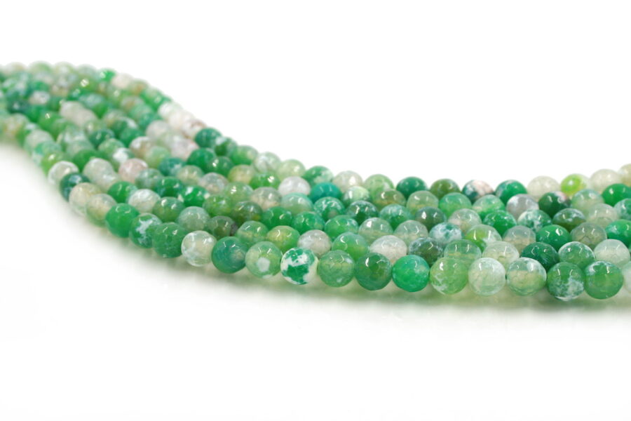Fire agate fili round sfaccettati 8mm - Verde