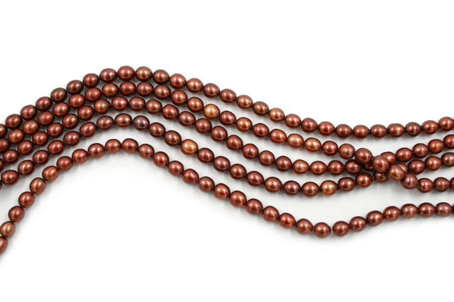 Perle d'acqua Dolce fili riso chocolate 9-9½mm