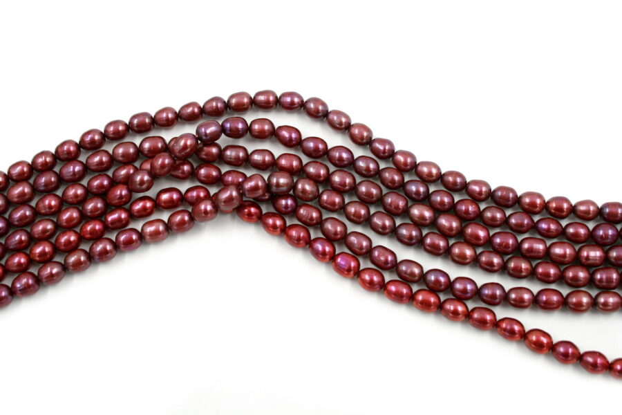 Perle d'acqua Dolce fili riso 7-7½mm - Color Bordeaux