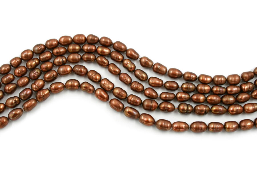 Perle d'acqua Dolce fili riso chocolate 8-9mm - immagine 4