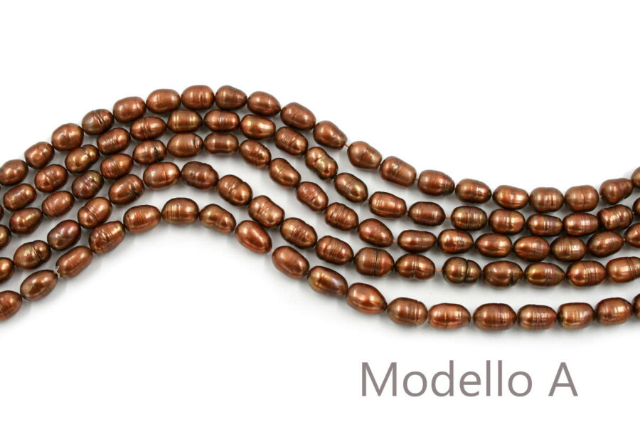 Perle d'acqua Dolce fili riso chocolate 8-9mm