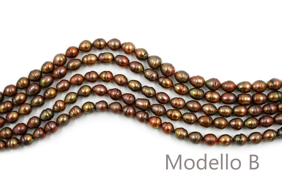 Perle d'acqua Dolce fili riso chocolate 8-9mm - immagine 2