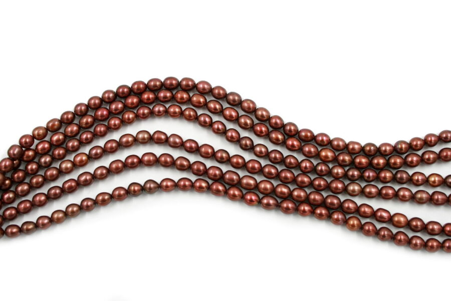 Perle d'acqua Dolce fili riso chocolate 7½-8mm