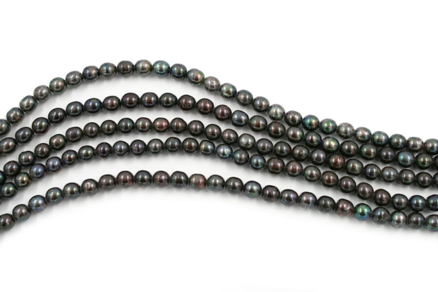 Perle d'acqua Dolce fili riso colore nero 8-9mm