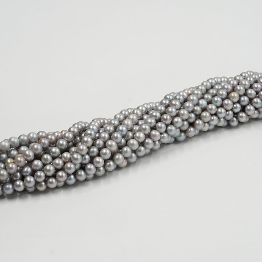 Perle d'acqua Dolce fili round 6-6½mm – Colore Grigio