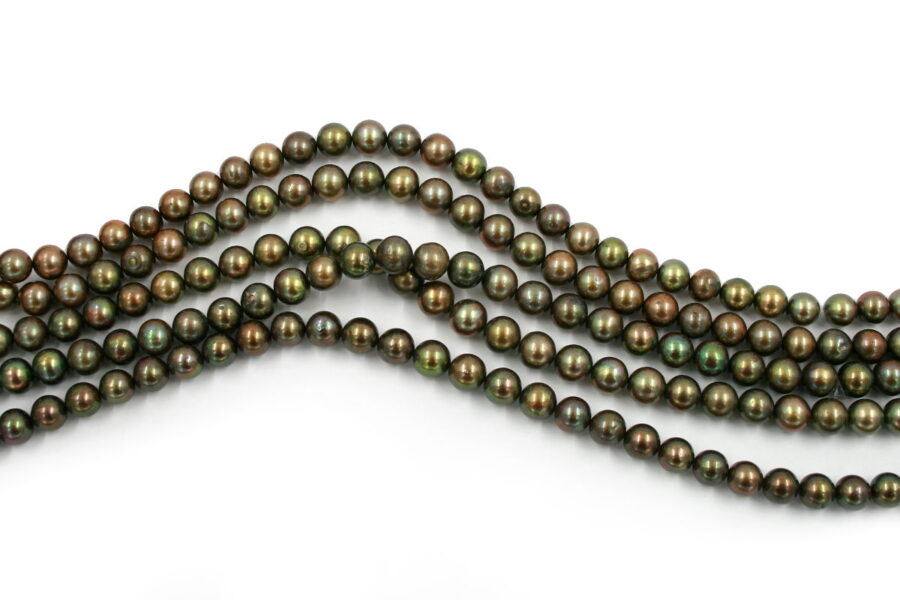 Perle d'Acqua Dolce fili round ~9-10mm – Verde