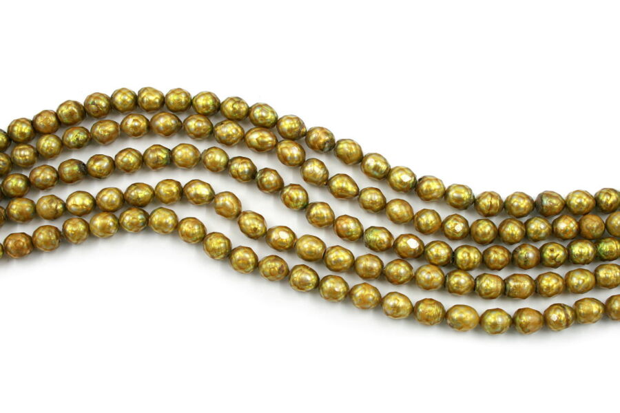 Perle d'Acqua Dolce fili riso superficie sfaccettata ~10x8mm – Giallo - immagine 2