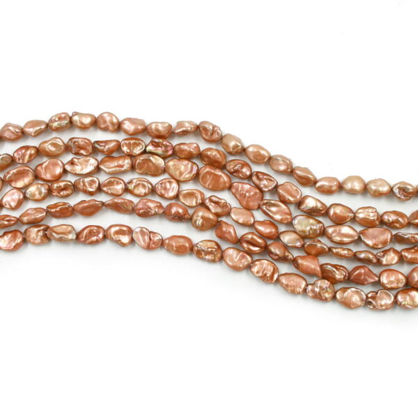 Perle Acqua Dolce fili Keshi 14x10mm-12x8mm &ndash; Beige - FWP2368