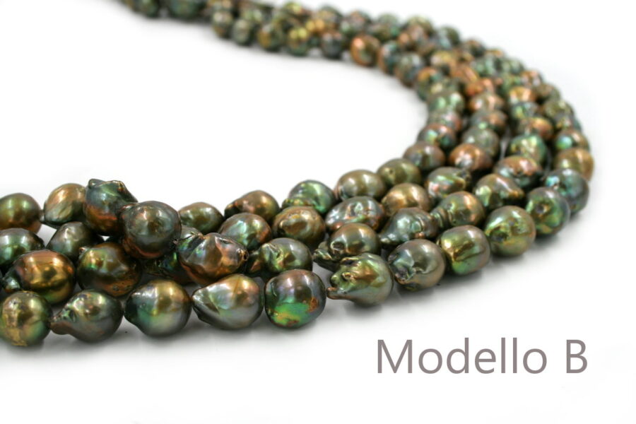 Perle d'Acqua Dolce fili barocco ~ 12-14mm – Verde - immagine 2
