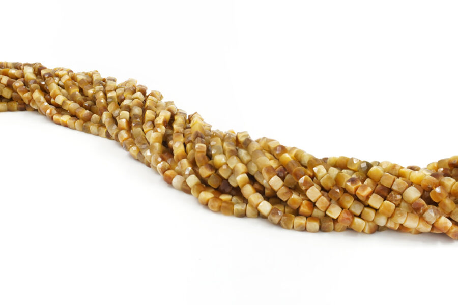 Occhio di Tigre Dorato fili cubi sfaccettati 5mm – Qualità A - immagine 2