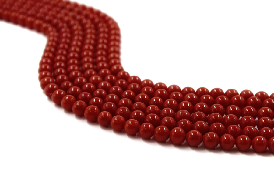 Corallo Mediterraneo fili round 6mm - Colore Extra Scuro