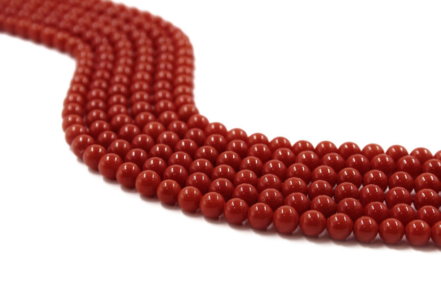 Corallo Mediterraneo fili round 3-3½mm - Colore Scuro