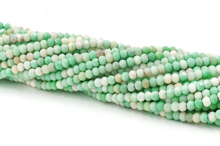 Green grass agate fili rondelle sfaccettate ~4x2,5mm