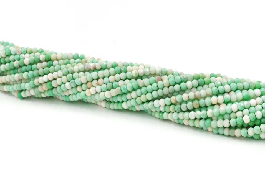 Green grass agate fili rondelle sfaccettate ~4x2,5mm - immagine 2