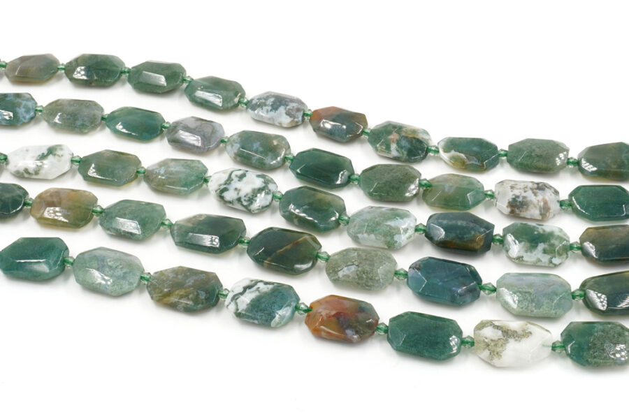 Moss agate fili ottagonali sfaccettati ~22x16mm