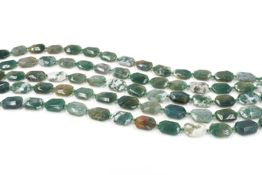 Moss agate fili ottagonali sfaccettati ~22x16mm - immagine 2