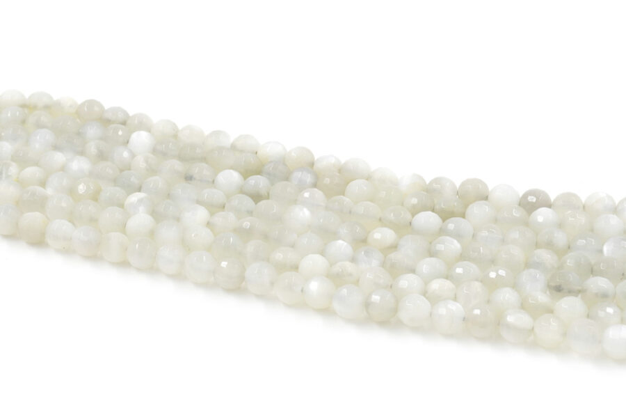 Moonstone Bianca fili round sfaccettati 6mm