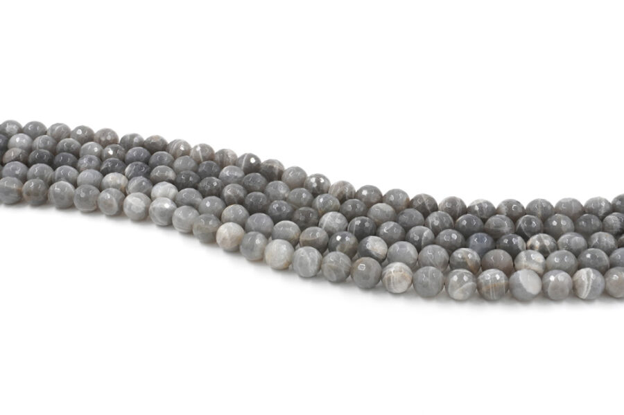 Moonstone Grigia fili round sfaccettati 12mm - immagine 2